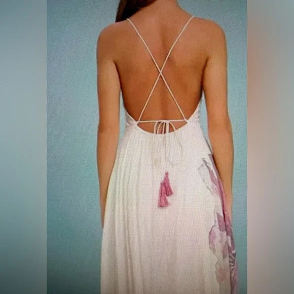 Beige zen garden cream floral print maxi dress, perfect for any formal - Picture 11 of 12